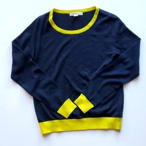 Forever 21 Navy and Yellow Long Sleeve Sweater
